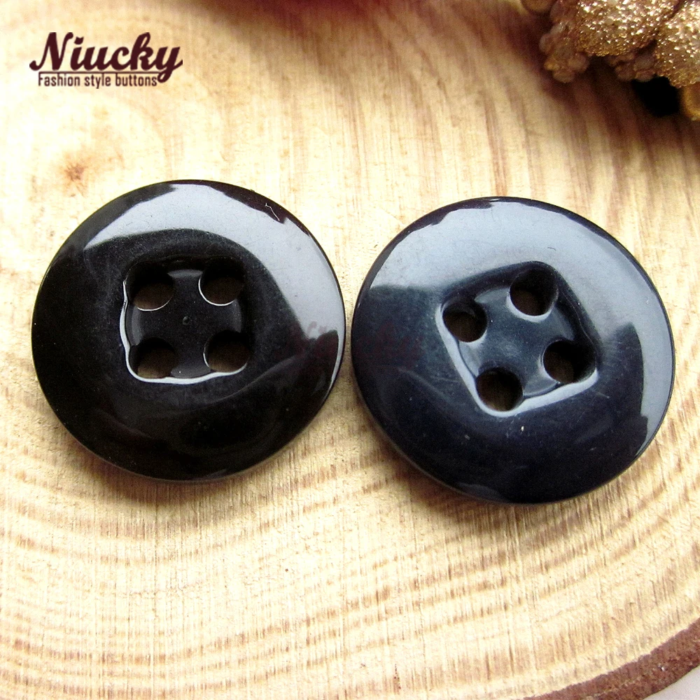 Niucky buttons 17.5mm 4 holes Black / Dark blue sewing button for Pant sweater cardigan High grade bulk sewing buckle R0201-050