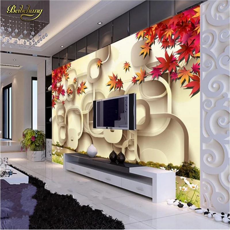 

beibehang papel de parede Custom Photo 3d Wallpaper Mural Wall Stickers Living Room Maple Leaf 3D Effect TV Background Wall