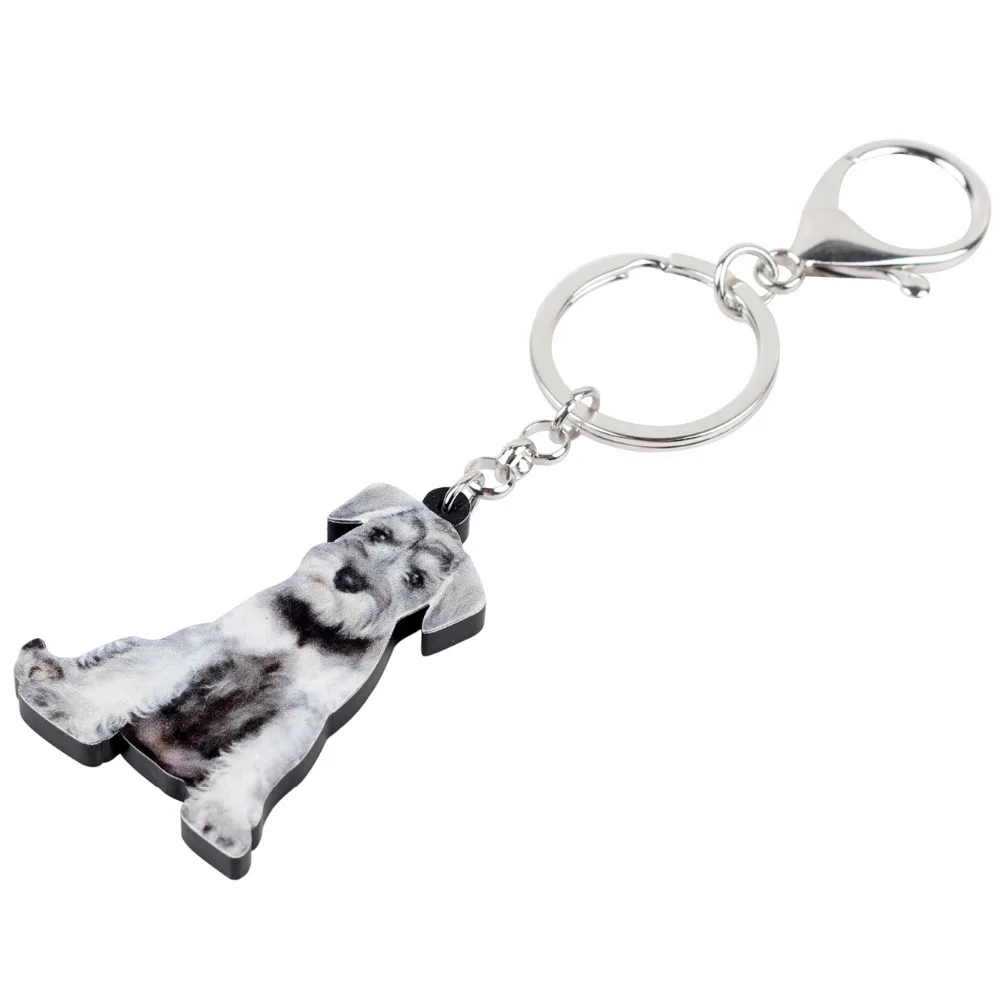 Bonsny Acrylic Sweet Schnauzer Dog Key Chain Keychain Ring Anime Animal Jewelry For Women Girls Ladies Bag Car Purse Charms Bulk