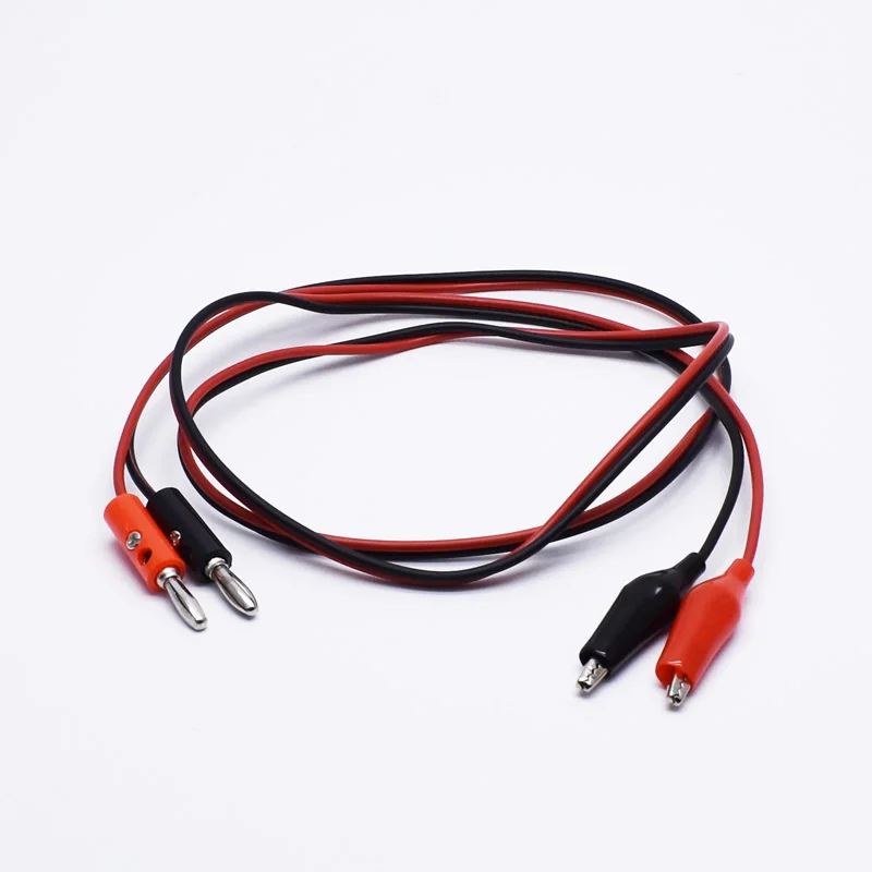 4MM Dual Alligator Clip to Banana Connector Oscilloscope Test Probe Cable 1M 3FT Red Black