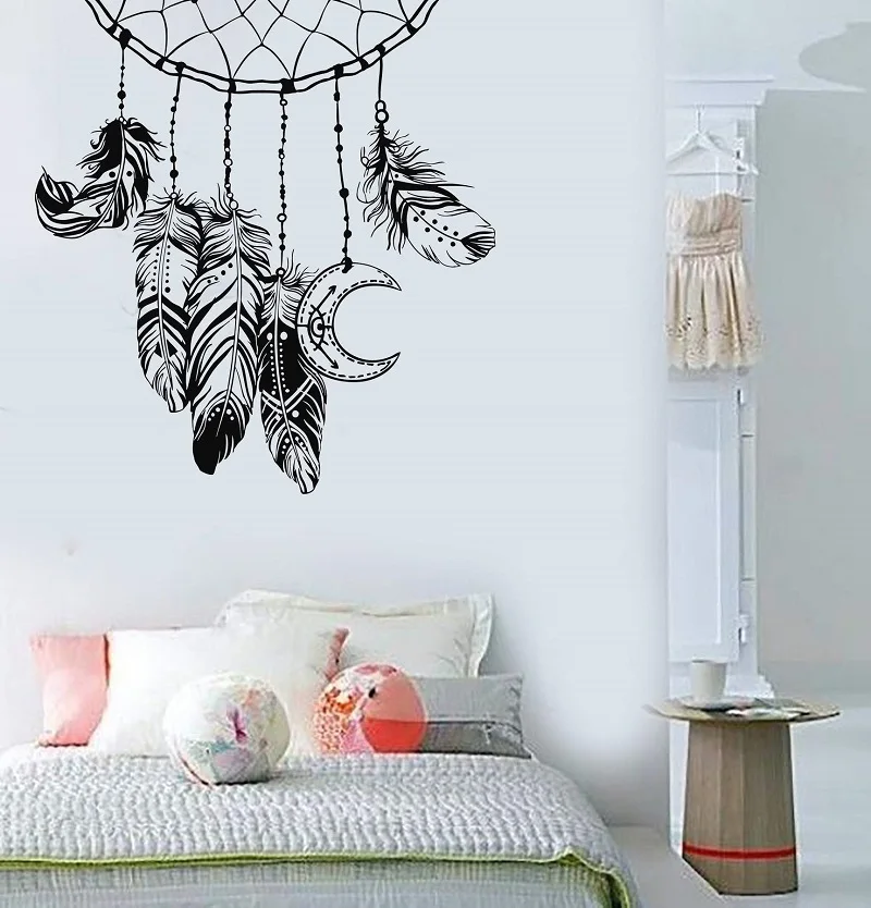 

Vinyl Wall Decal Dreamcatcher Feather Bedroom Design Nursery Sticker Bedroom Living Room Home Decor Art Mural Wallpaper 2WS22