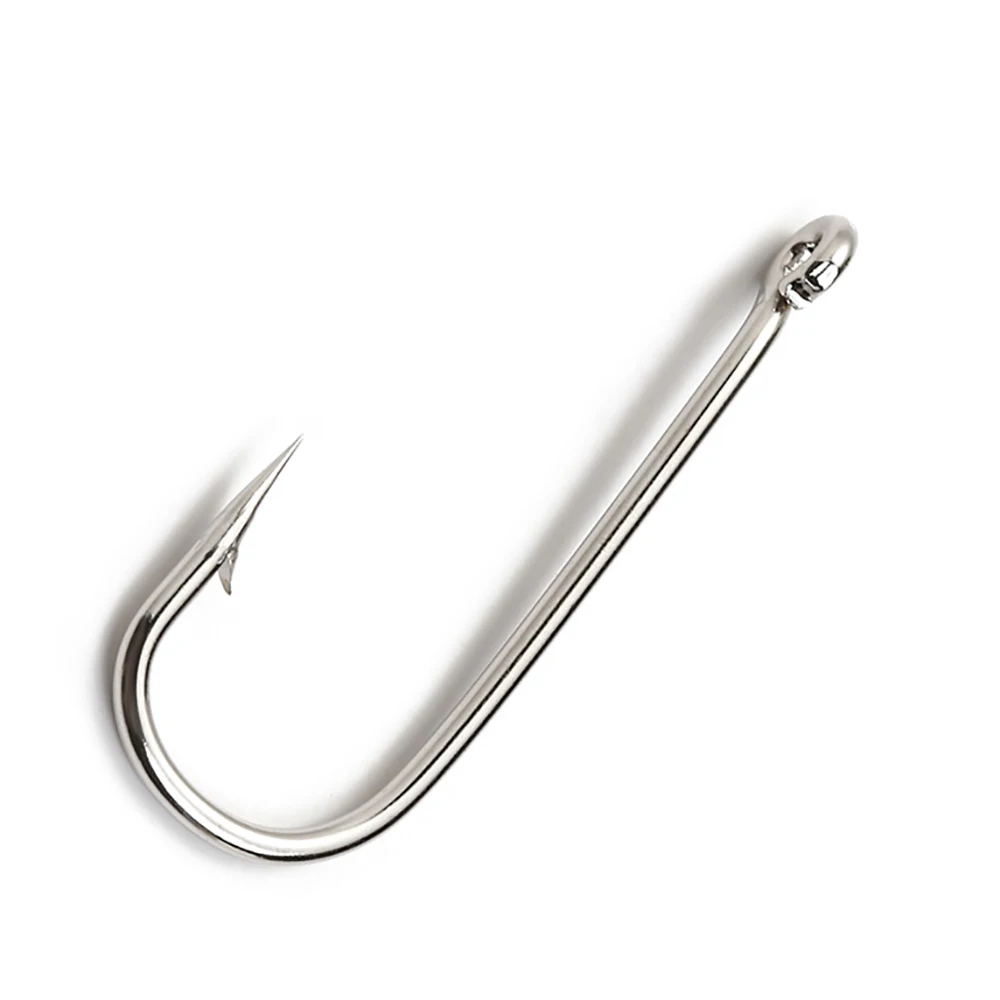 NGB 100PCS 2335 High Carbon Steel Bent Sea Fishing Hook With Eye Nickel 10#-20# Round Barbed Jig Hook With Ring