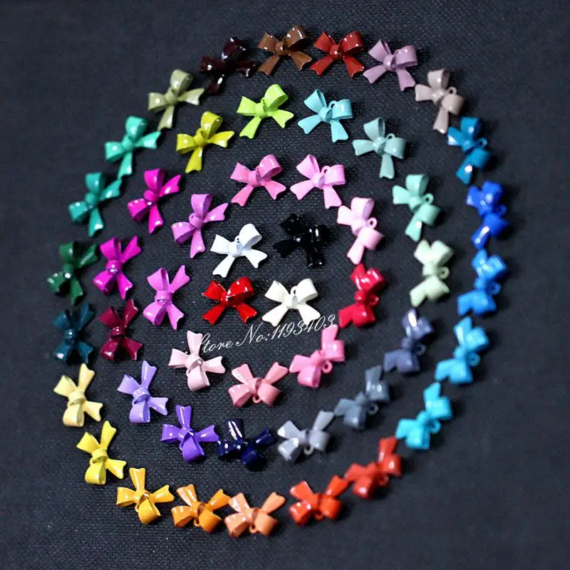 Choose the Color 20PCS Mix RAINBOW Bowknot Colored Enameled Bow Charm Pendant Connector 11mm x 16mm(  No1-17)