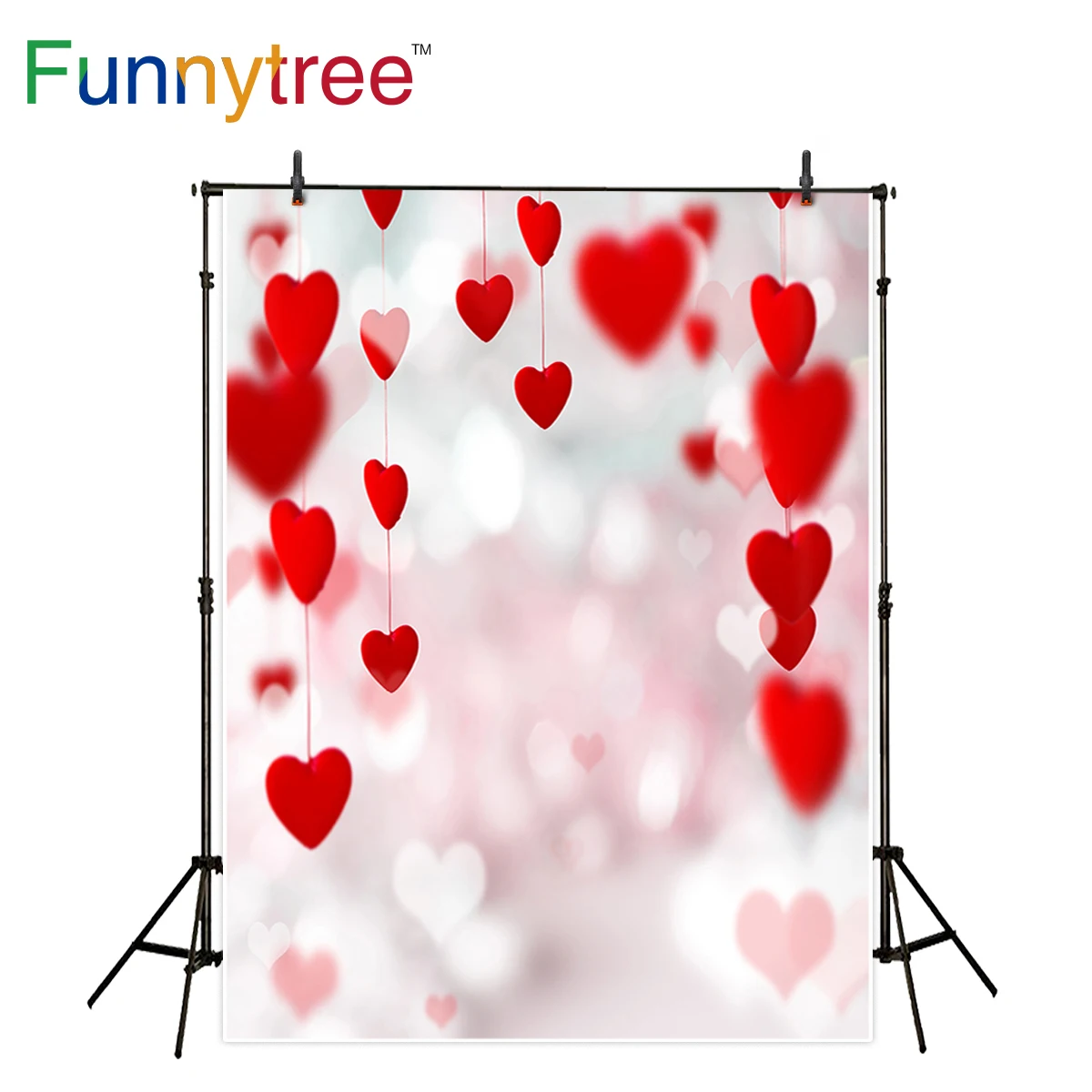 Funnytree background for photo studio bokeh red hearts baby Valentine's Day backdrop photography photo prop new photocall