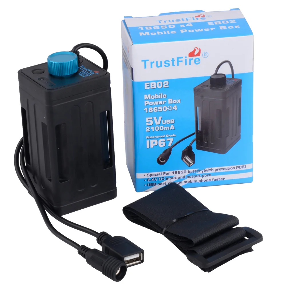 TrustFire EB03 Waterproof 18650 Battery Power Bank Case Box USB Charging Phone DC 8.4V Battery Pack Case Box For Led Bike Light