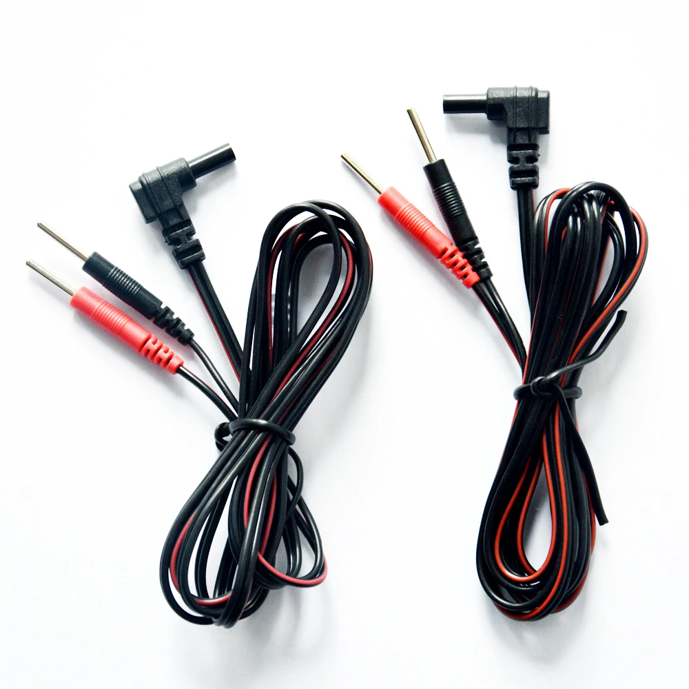 4 Pieces Replacement Electrode Lead Wires Jack DC Head 2.35mm Connector Cables Connect Physiotherapy TENS Unit