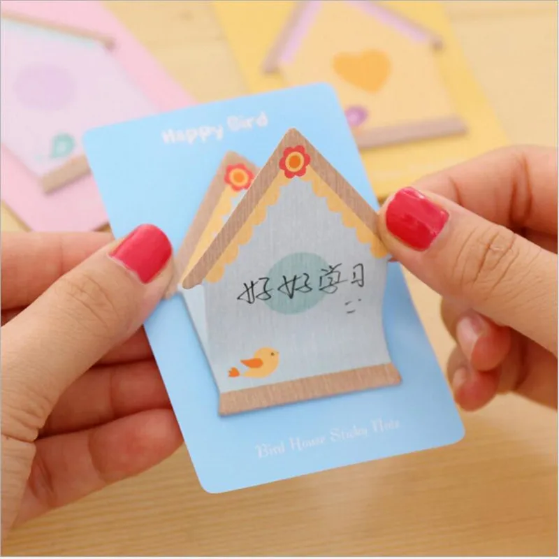 3PCS House Style Sticky Notes Cartoon Messager Paper Sticky Notepad Memo Shaped  Index Planner