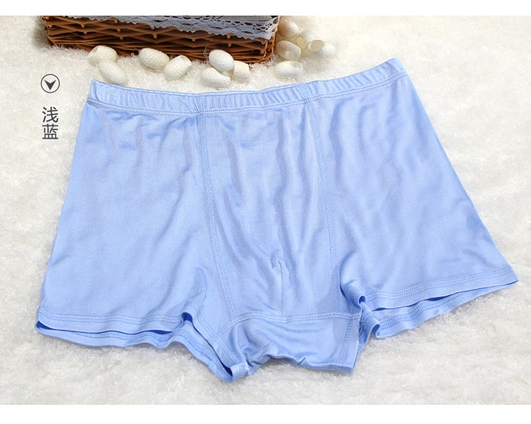 Male 100% real silk panties,  silk trunk breathable flat feet shorts 4 wire knitting silk boxers