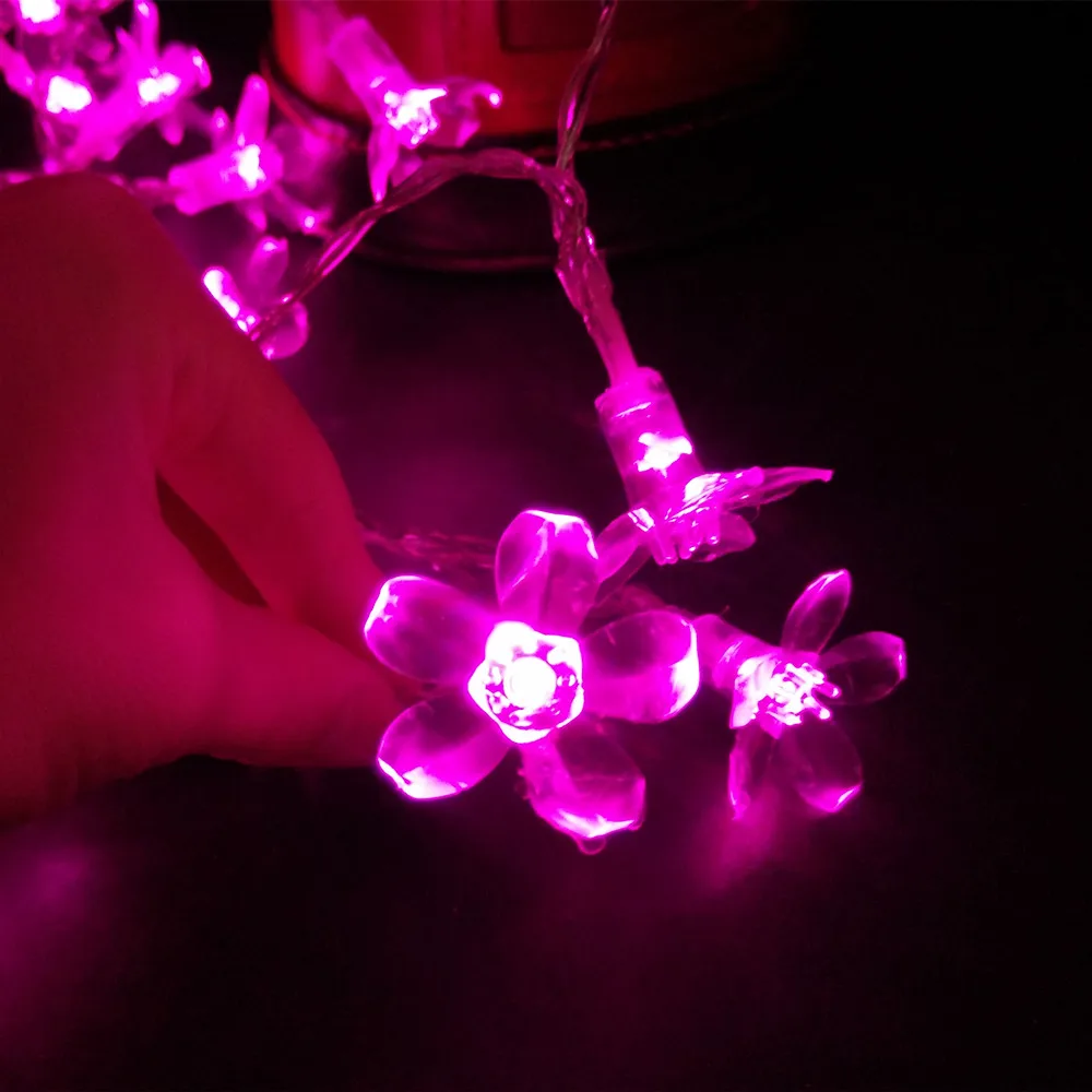 YIYANG RGB LED Garlands String Lights Cherry Sakura Holiday Light Wedding Decoration Lamp EU US Flores Cereza Luces 10M 100led