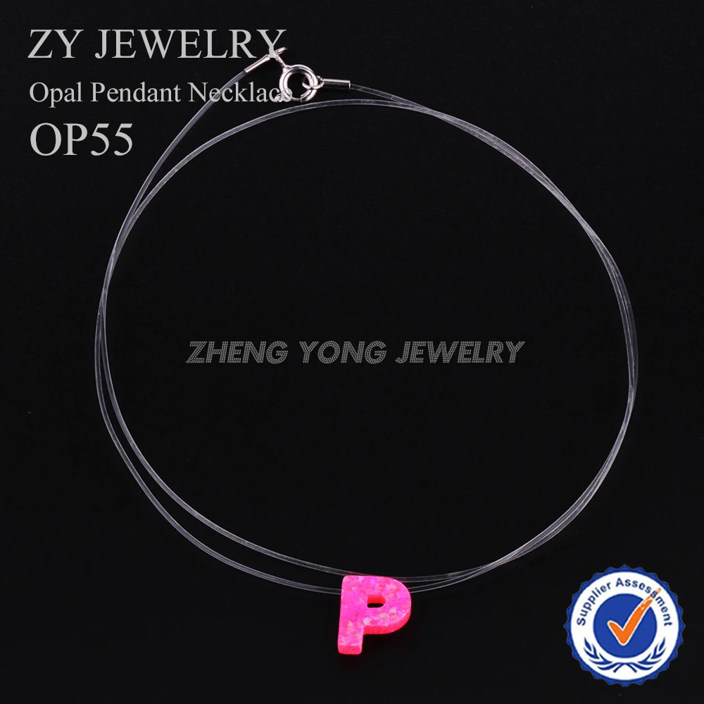 

Alphabet Pendant Nylon Chain Synthetic OP55 Opal Pink Letter Necklace