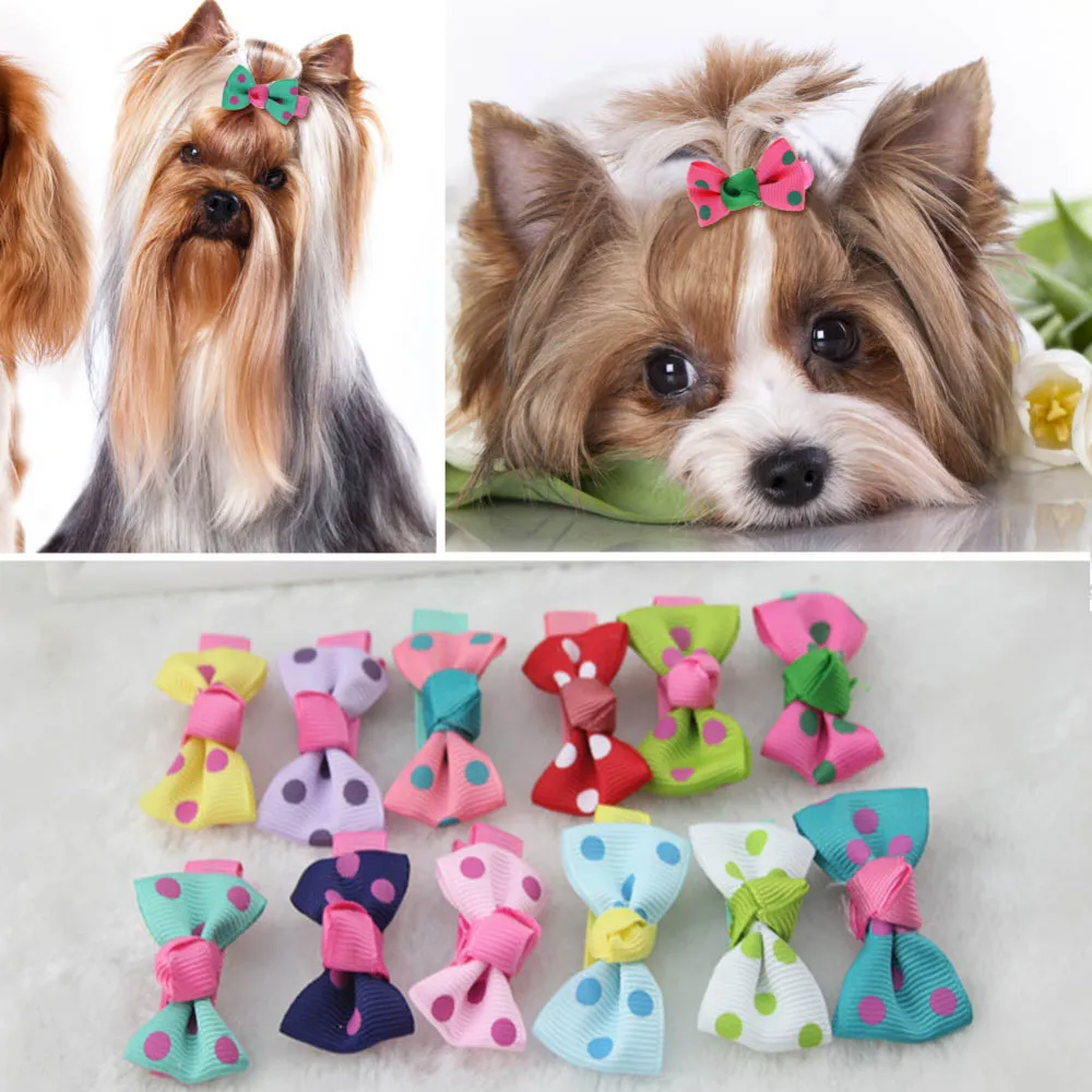 Satin Butterfly Bow Pet Hairpin,Mixed Colors Pet Hair Clip, Dog Headwear, Beautiful  Pet Accessories 100pcs/Lot