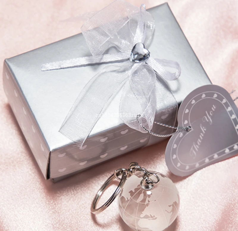 100pcs Crystal Glass Globe Keychain Wedding Favors Destination Ball Keychains Bridal Shower Favor Party Giveaways For Guest