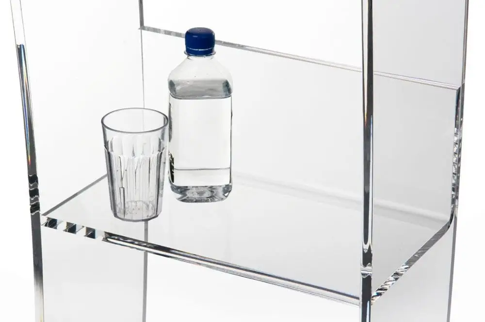 Clear Lectern with Curved Pedestal 1/2-Inch Thick Acrylic Frame Built-in Shelf Easy To Assemble Hardware Included -46\