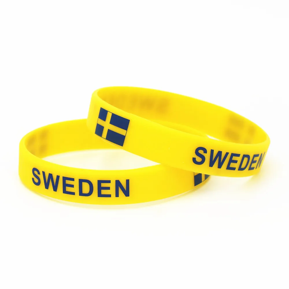 1PC  Sweden Country Flag Silicone Wristband Football Soccer Team Fans Sports Elastic Rubber Bracelets&Bangles Armband SH240