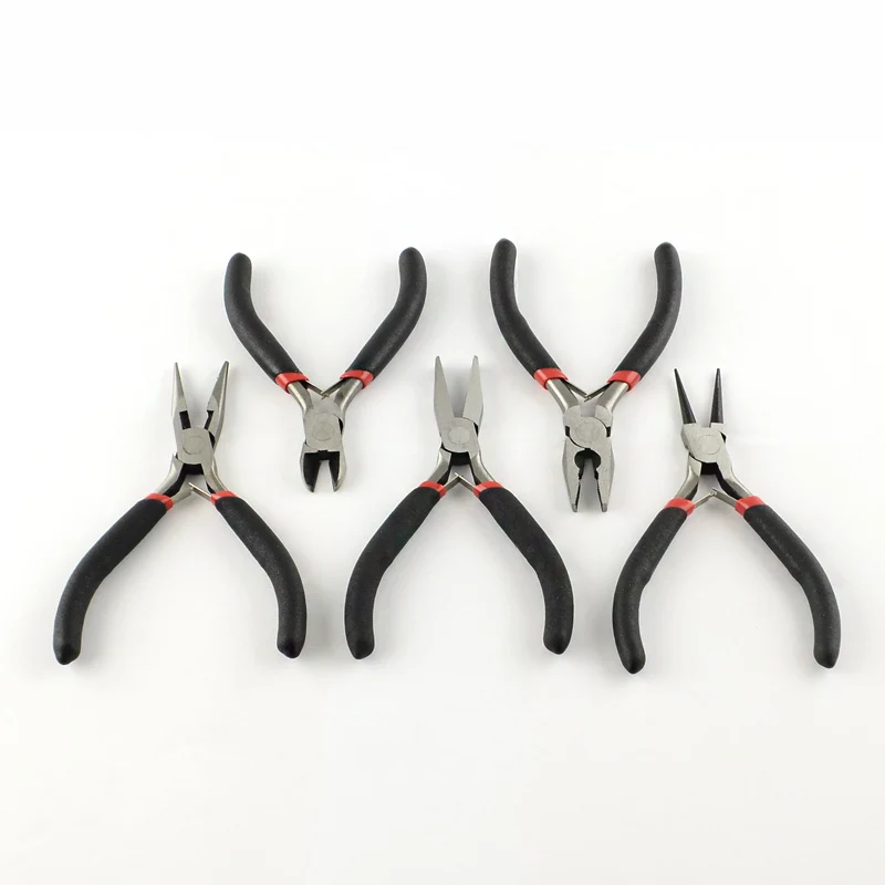 5pcs 45# Steel Jewelry Plier Set Wire-Cutter  Round Nose  Side Cutting Plier Flat Nose & Mini Wire-Cutter Plier 20x33.5x5.5cm