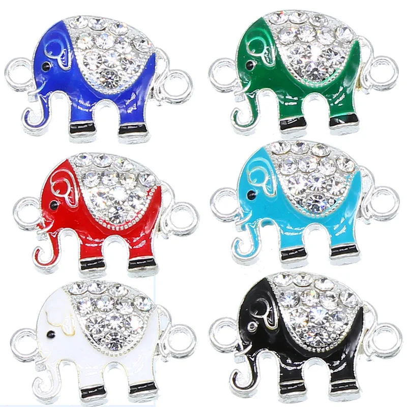 6pcs Elephant Bracelet Accessories Connector DIY Handmade Drip Gold and Silver Glamour Craft 24*16*5mm