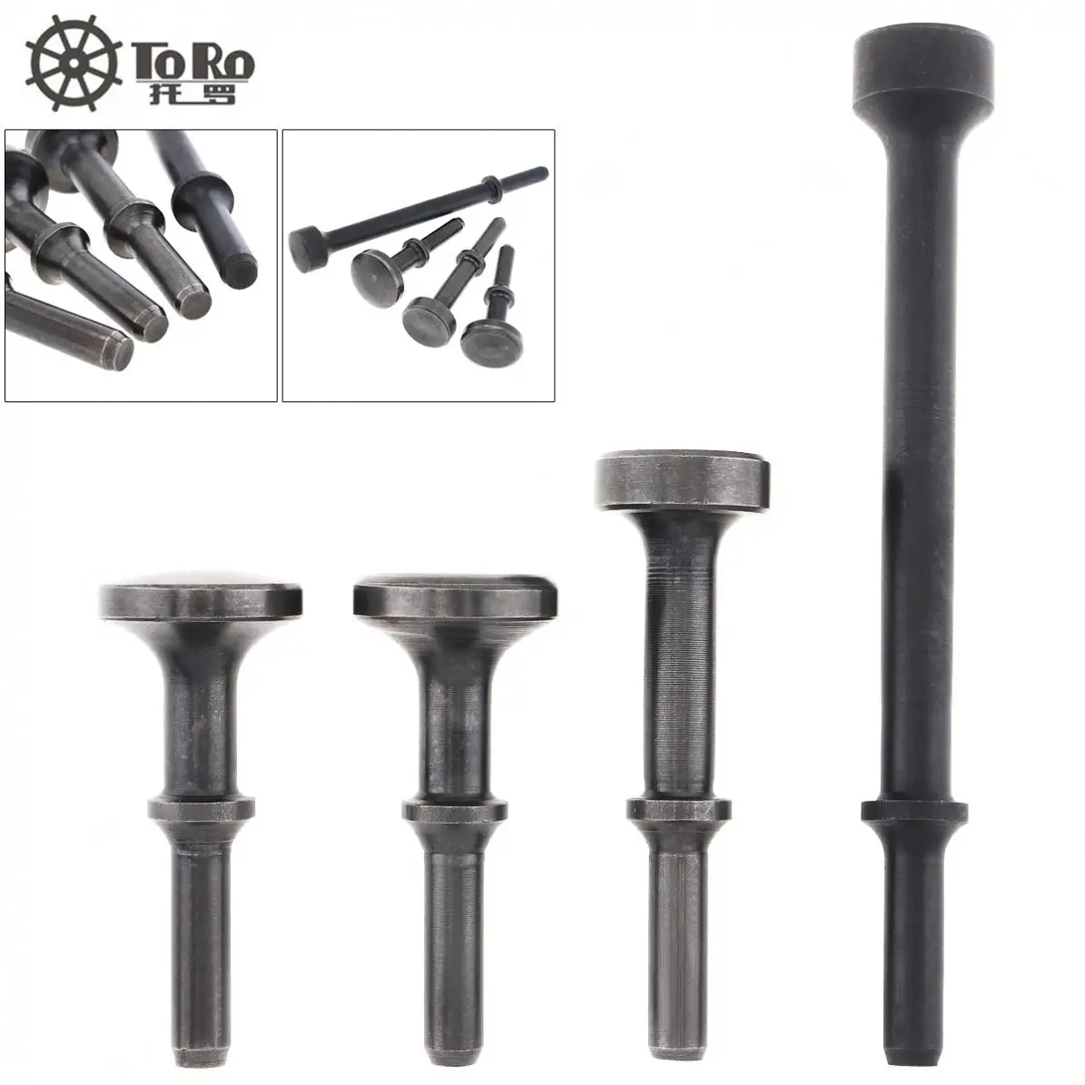 

TORO 4pcs / set Hard 45# Steel Solid Air Hammer Impact Head Support Pneumatic Tool Fit for Knocking / Rusting Removal