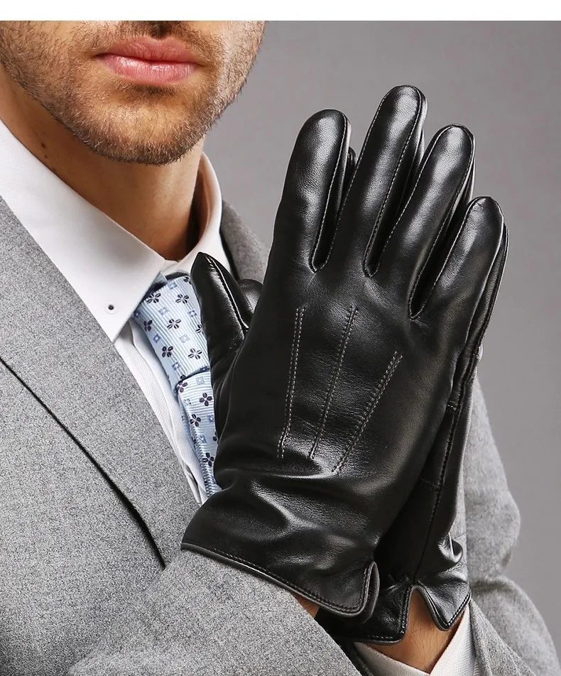 chinese dress ladies Brown Leather Gloves - Deerskin - Men - Wool Lining S main image 1