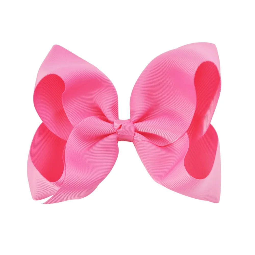 New 6 Inch Girls Cute Solid Color Grosgrain Ribbon Hair Bows Children Princess Hairpins Kids Bowknot Hairclip Hair Accessories