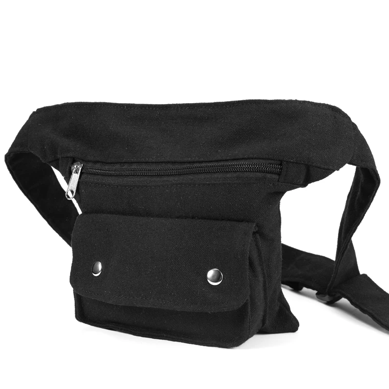 Annmouler Brand Women Fanny Pack Large Capacity Waist Bags Canvas Belt Bag Side Fanny Bag Multipockets Phone Pouch for Girls