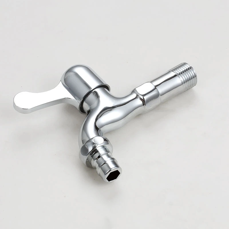 1pc Wall Mount Zinc Silver Water Wall Small Taps Decorative Garden Faucet Long Washing Machine Water Tap Basin Bibcock