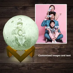 8-22CM Customized 2/16 Colors 3D Print LED Moon Light Touch/24Keys Remote Control Night Lamp for Baby Kids Home Decoration