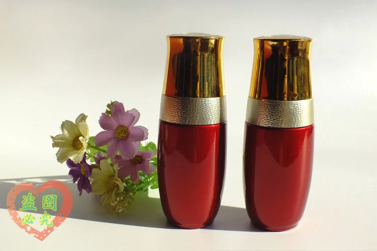 100pcs wholesale red color 40ml glass empty bottles  with gold cap ,40 ml glass Cosmetics packaging materials suit upscale