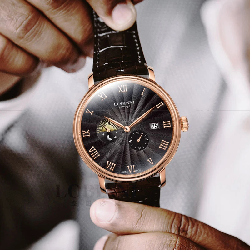 

Швейцарские мужские часы LOBINNI с сапфировым стеклом, роскошные автоматические механические многофункциональные водонепроницаемые часы с японским механизмом MIYOTA L12031-2