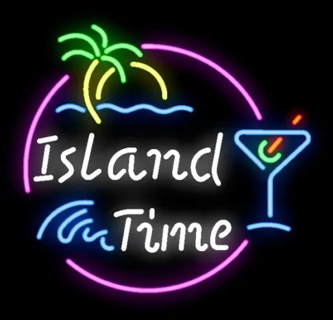 Custom Island Time Lake Glass Neon Light Sign Beer Bar