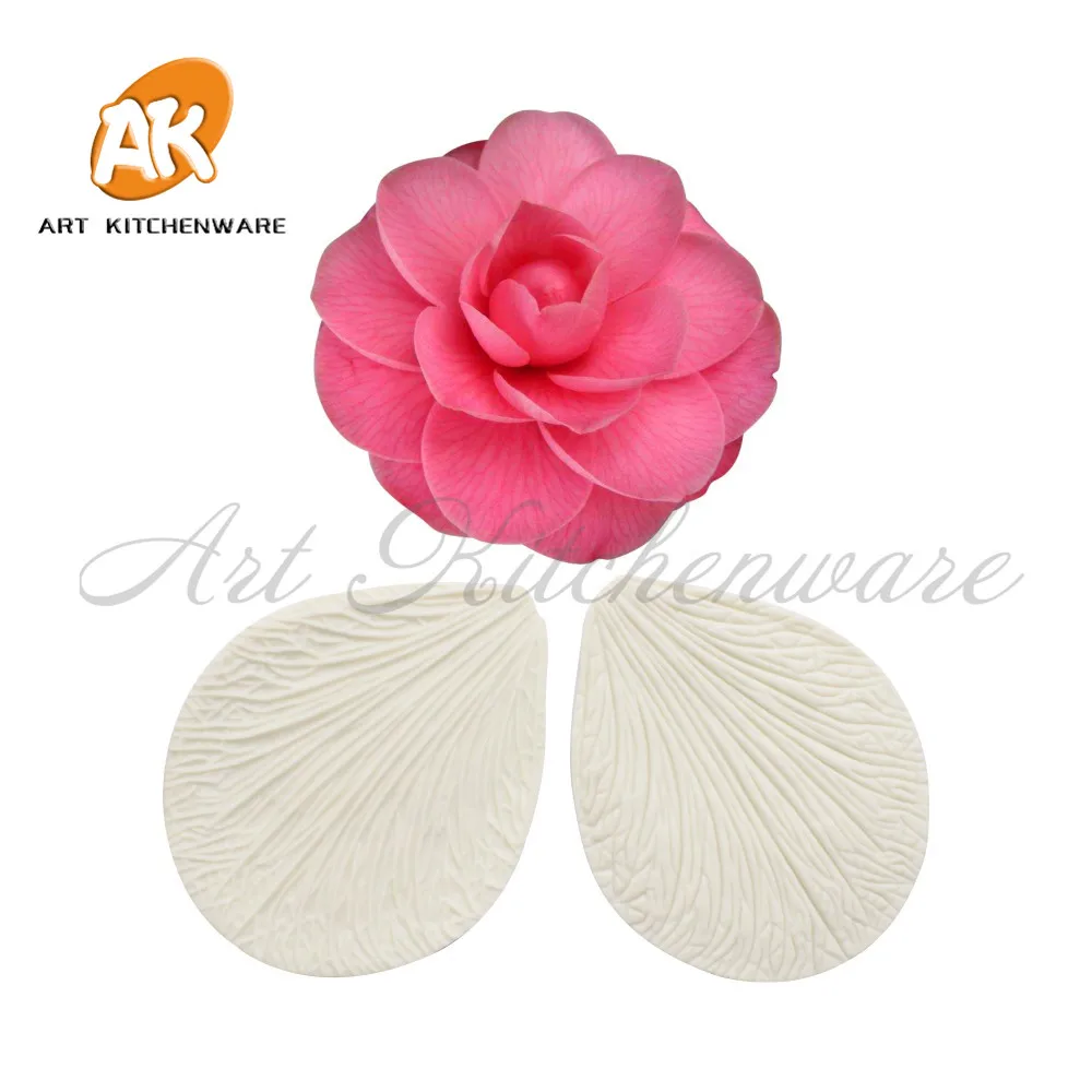 2pcs Big Petal Silicone Veiner Mold Cake Decorating Fondant Impression Flower Mold Sugarcraft Cake Mold