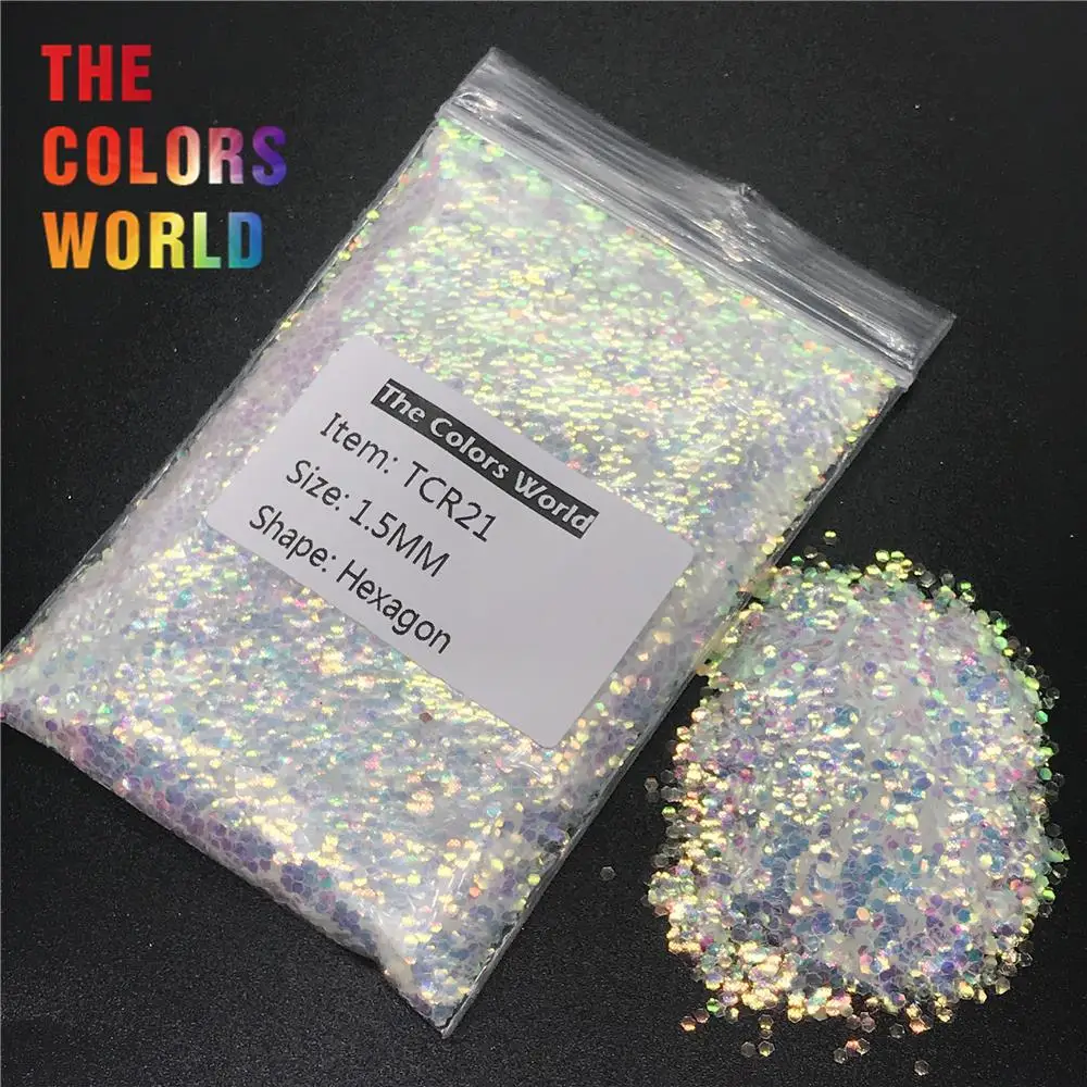 TCR21 Iridescent Rainbow White With Colorful Gold Light Hexagon Shape Glitter Nail Art Decoration Face Glitter Eye Shadow DIY