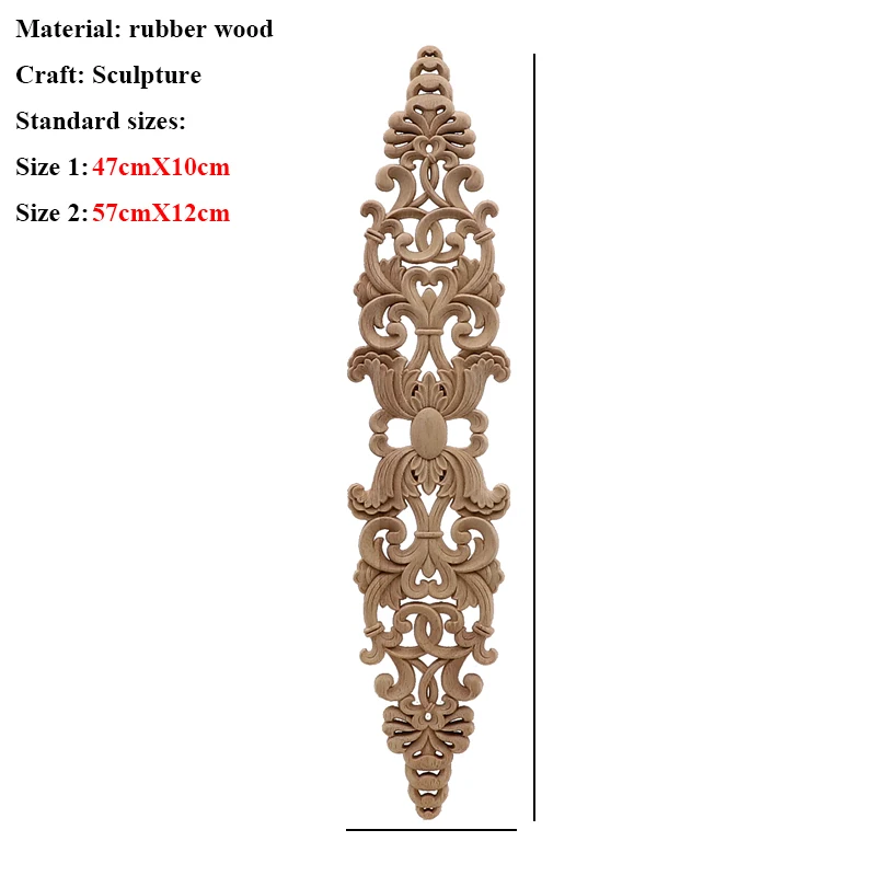 Unpainted Wood Oak Carved Wave Flower Onlay Decal Corner Applique for Home Furniture Decor Decorative Wood Carved Long Applique