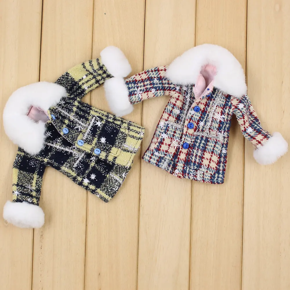 Outfit for Blyth doll Fluffy Plaid Coat cool suit for 1/6 bjd icy dbs doll