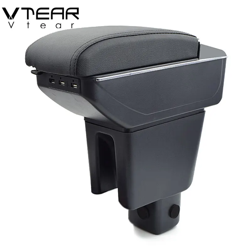 Vtear For Honda BRV armrest box USB Charging heighten Double layer central Store content cup holder ashtray accessories 15-18