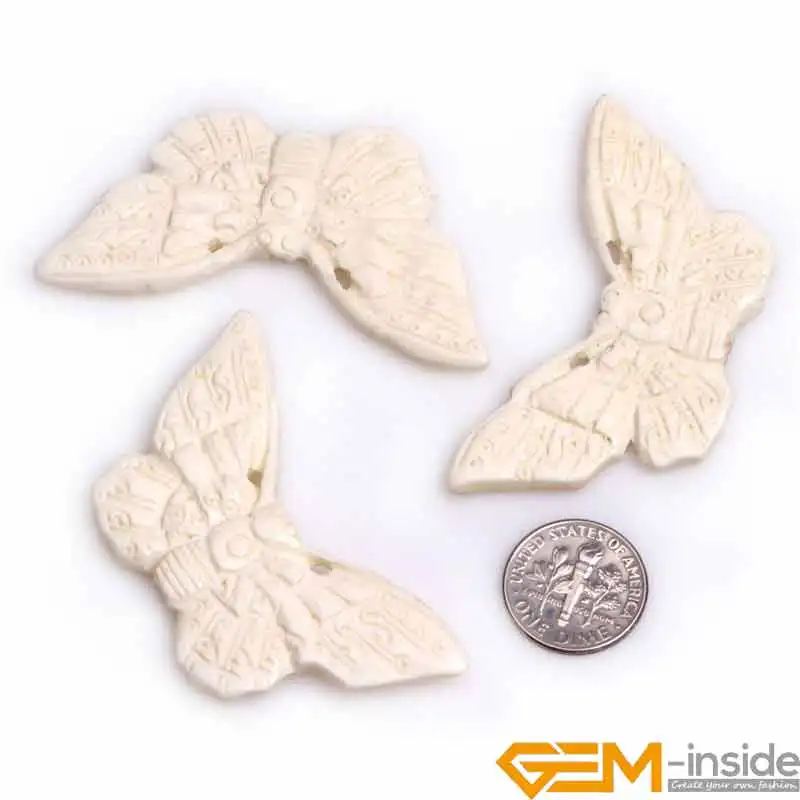 Big Large Animal Butterfly Carved Bone Cabochon Beads Loose Bead For Jewelry Making Bulk 3 PCS Wholesale