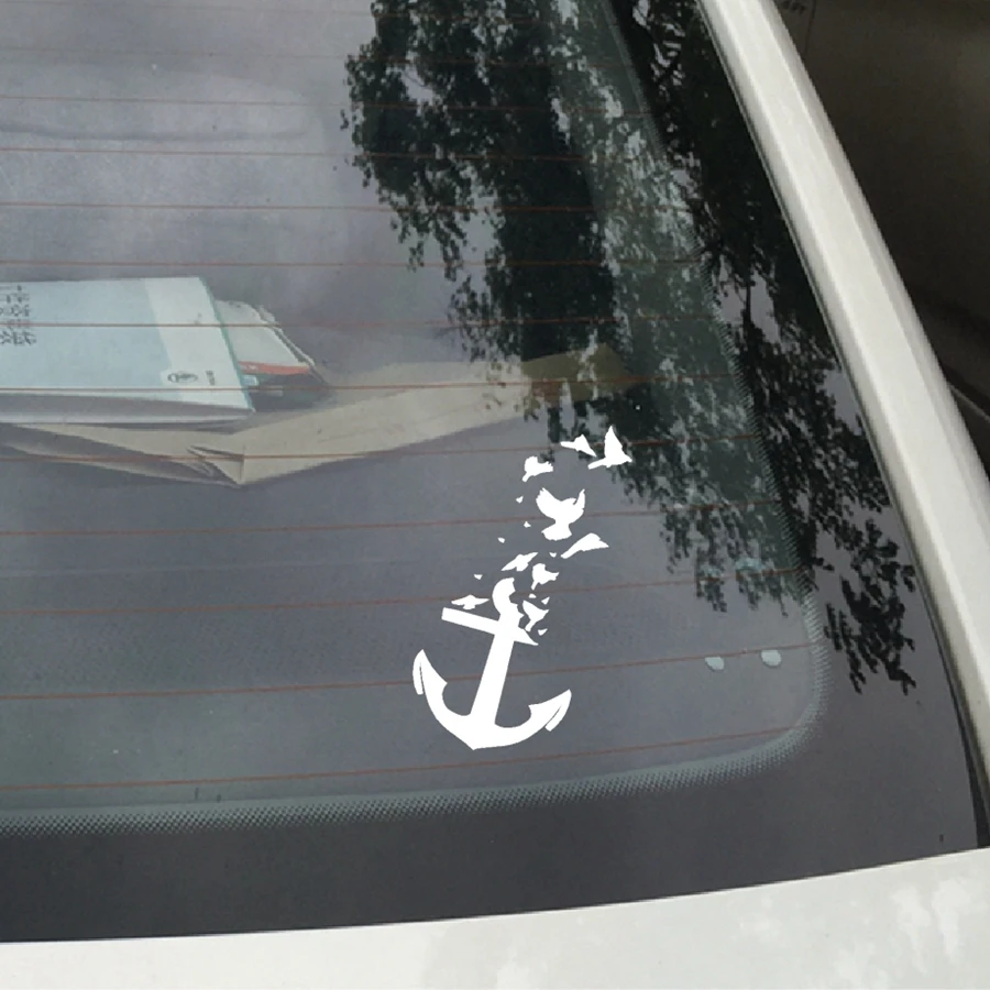 Nautical Anchor With Flying Birds Car Decals -  Creative Arts Vinyl Car Sticker For Car Window Decoration