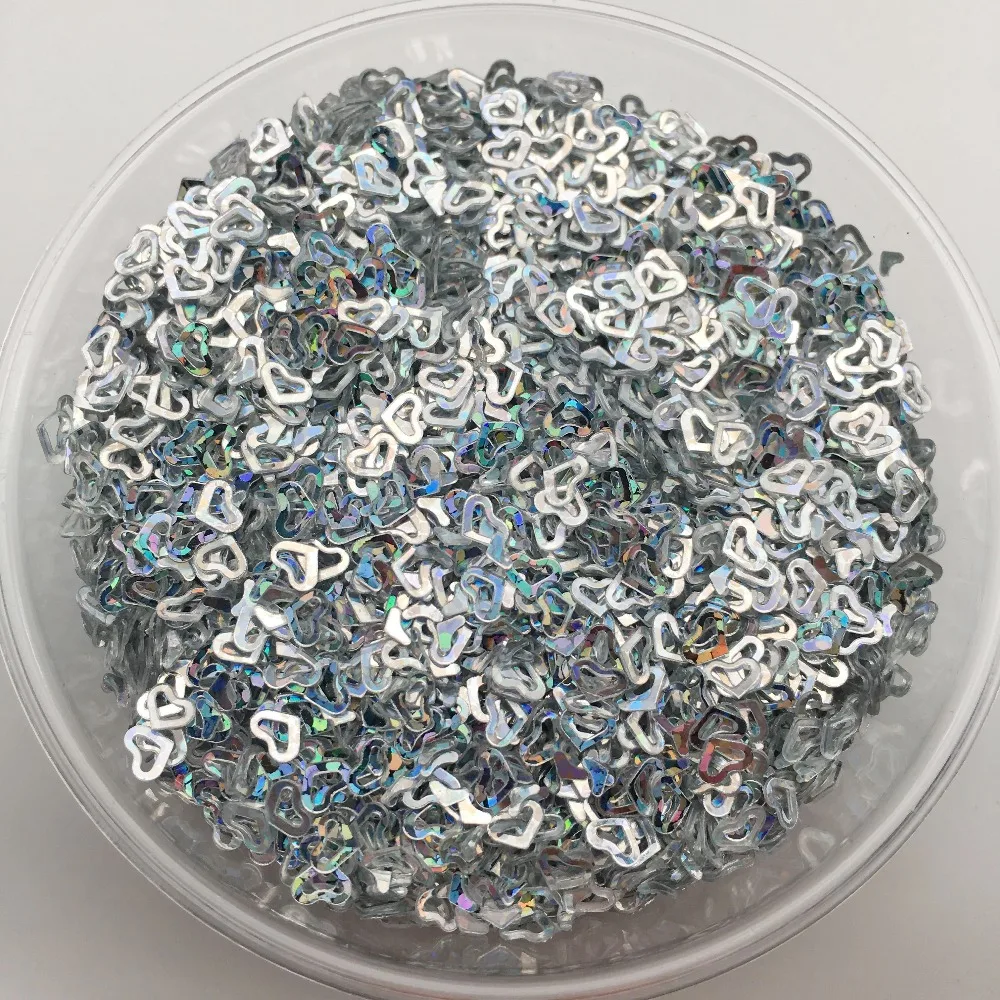 20g Laser Silver Mix Shape PVC loose Sequins Glitter Paillettes for Nail Art Manicure, Wedding Confetti,Accessories for Crafts