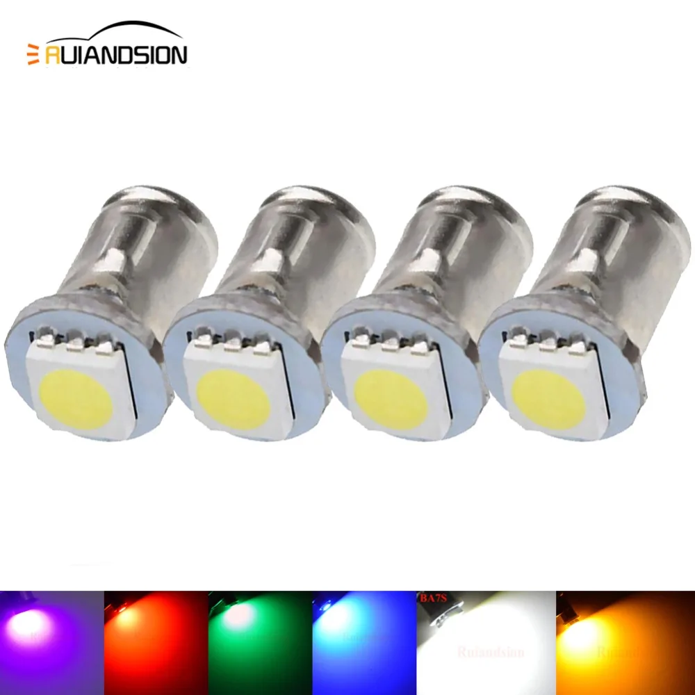 Lâmpada ba7s para painel de controle, 4 unidades, t7 focos dc 6v 12v 5050 1smd largura lâmpada indicadora 7 cores luz led