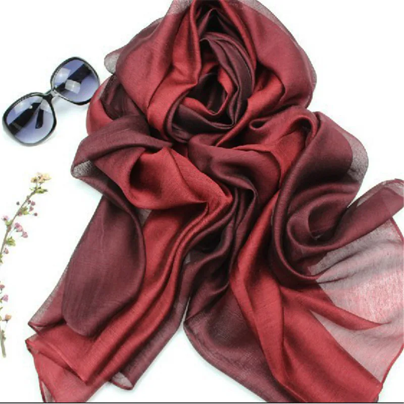 LaMaxaPa 2018 New Fashion Summer/Autumn Solid Gradient Women/Lady Real 100% Silk Scarf Thin Shawls and Wrap Long Female Echarpe