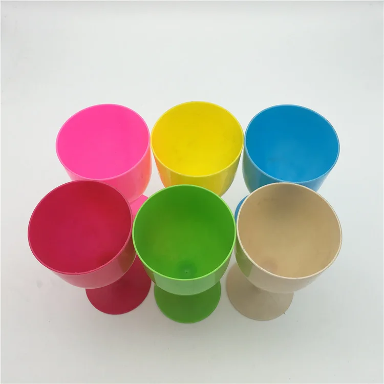 50pcs Plastic Goblet Environmental Non Toxic Candy Color Red Wine Glass Cup Transparent And Smooth lin3836