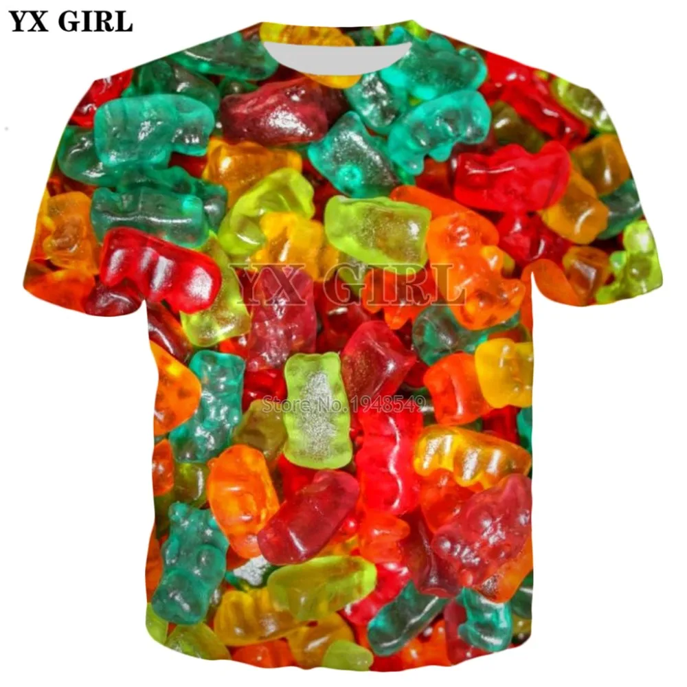 YX GIRL Camiseta de pesca 3D estampado frutas Verano 2019