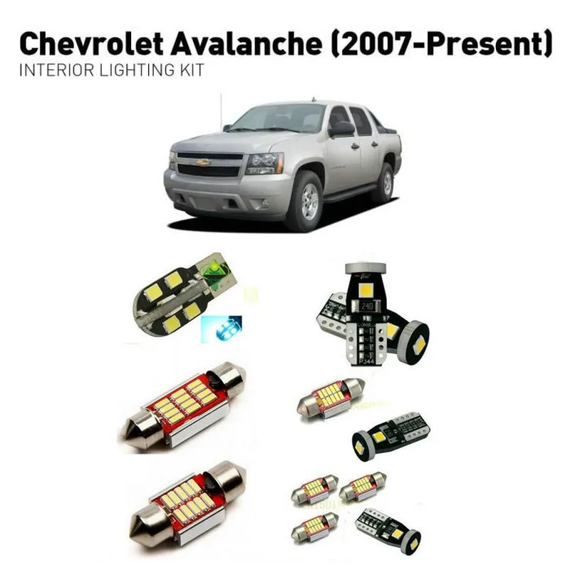 

Led interior lights For Chevrolet avalanche 2007+ 12pc Led Lights For Cars lighting kit automotive bulbs Canbus Error Free