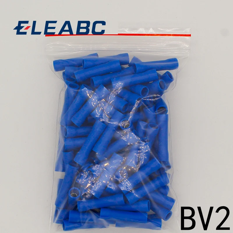 BV2 BV2.5 Full Insulating Wire Connector cable Wire Splice Terminals Joiner Crimp Electrical Fully Insulation BV2 BV 100 PCS BV