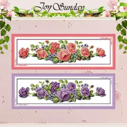 Rose Flowers Patterns Counted Cross Stitch Set DIY 11CT 14CT 16CT Stamped DMC Cross-stitch Kit Embroidery Needlework Home Decor