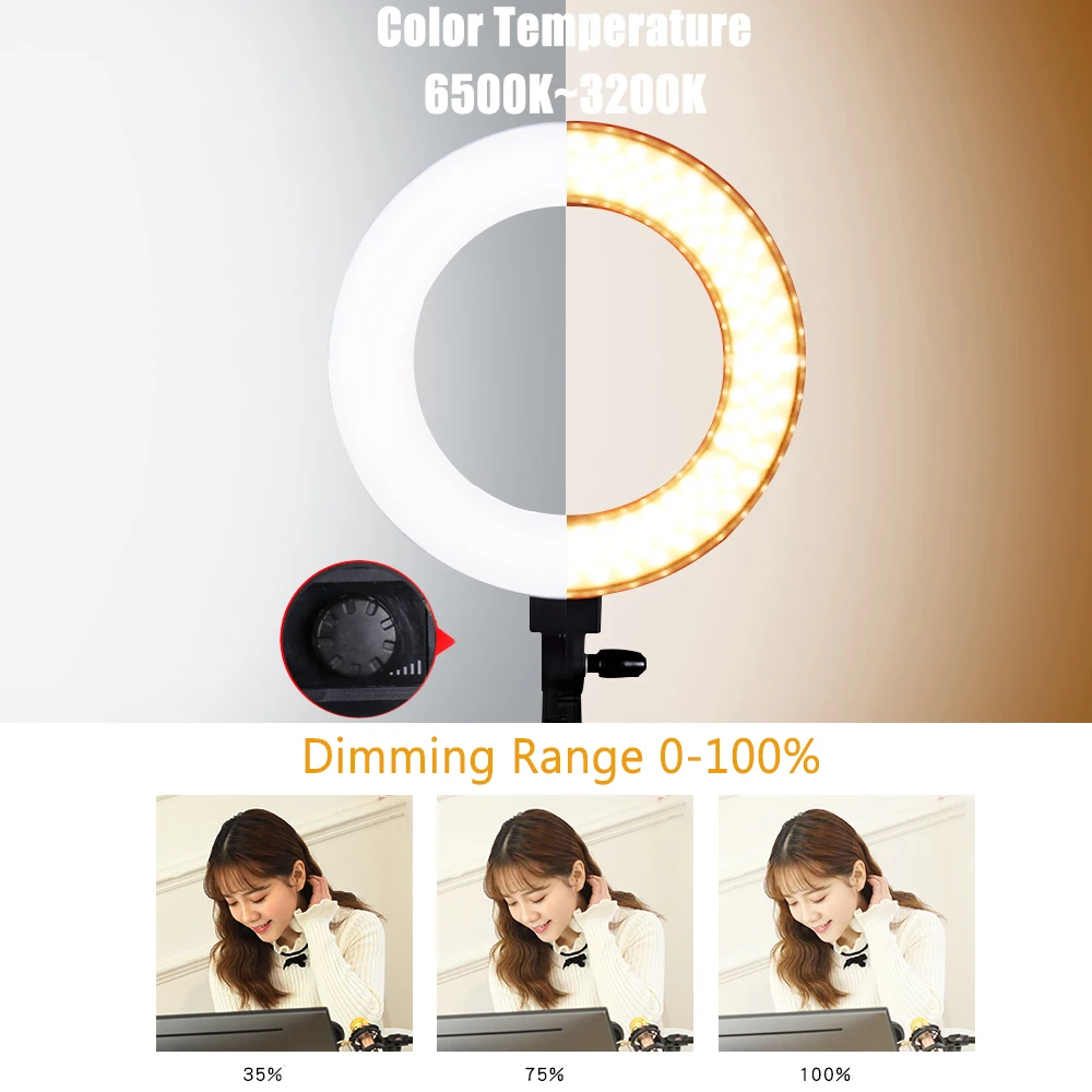 8INCH 5500K Dimmable Ring Light Photography Live Video For  LED Selfie Makeup Photo Studio Lighting With Light Stand