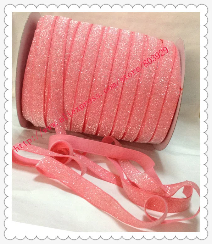 Stretch Watermelon Metallic Velvet Ribbon    Sparkle Ribbon     5/8