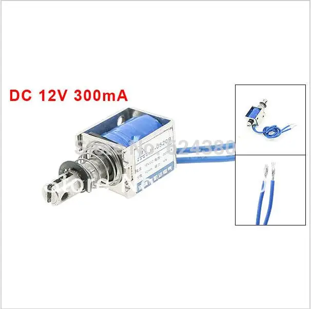 JF-0520B DC 12V 300mA 10mm Stroke 4N 0.4Kg 0.9LB Force Push Type Open Frame Solenoid Electromagnet