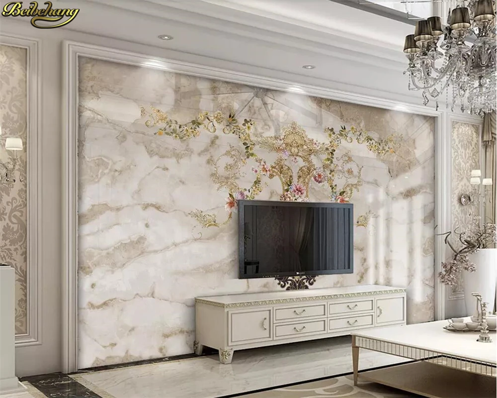 

beibehang Custom wallpaper mural European luxury jazz white marble pattern royal flying background wall papers home decor