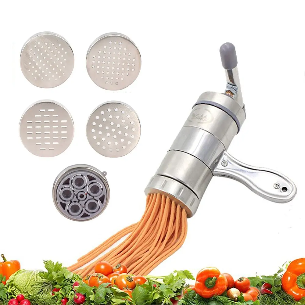 Free Shipping Handmade Noodles Machine Pasta Maker Spaghetti Macaroni Flour Food Press Fruits Citrus Vegetables Juicer+5 Mould