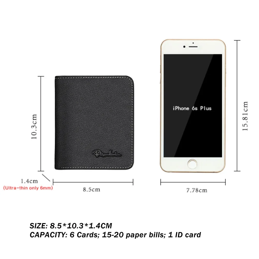 BISON 남성용 데님 블랙 지갑, 천연 가죽 지갑, 얇은 카드 홀더, 소가죽 소프트 미니 지갑, N4429